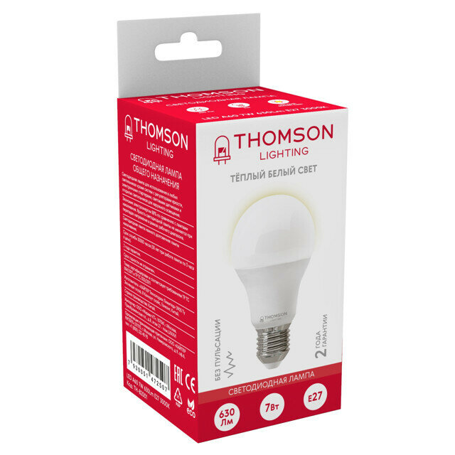лампа светодиодная THOMSON 7Вт E27 630Лм 3000K A60 груша