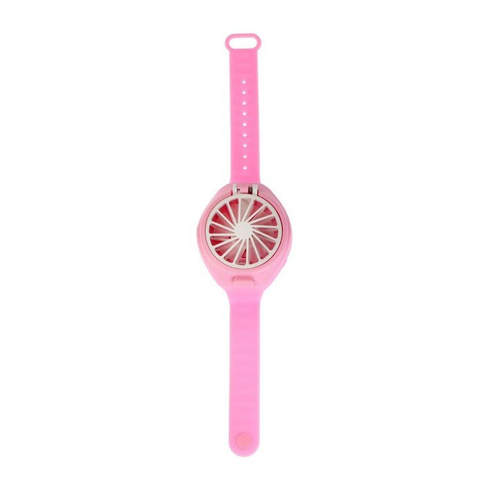 Мини вентилятор в форме наручных часов LOF-10, 3 скорости, поворотный, розовый - фотография № 7
