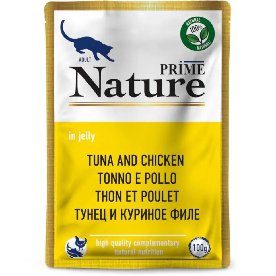 PRIME NATURE 100гр Корм для кошек Тунец и куриное филе (пауч)