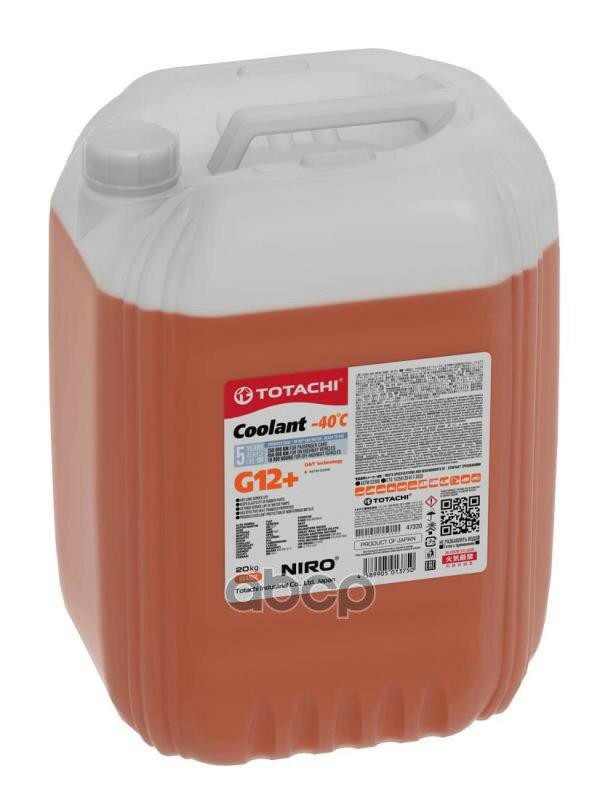 Охлаждающая Жидкость Totachi Niro Coolant Orange -40C G12+ 20Кг TOTACHI арт. 47320