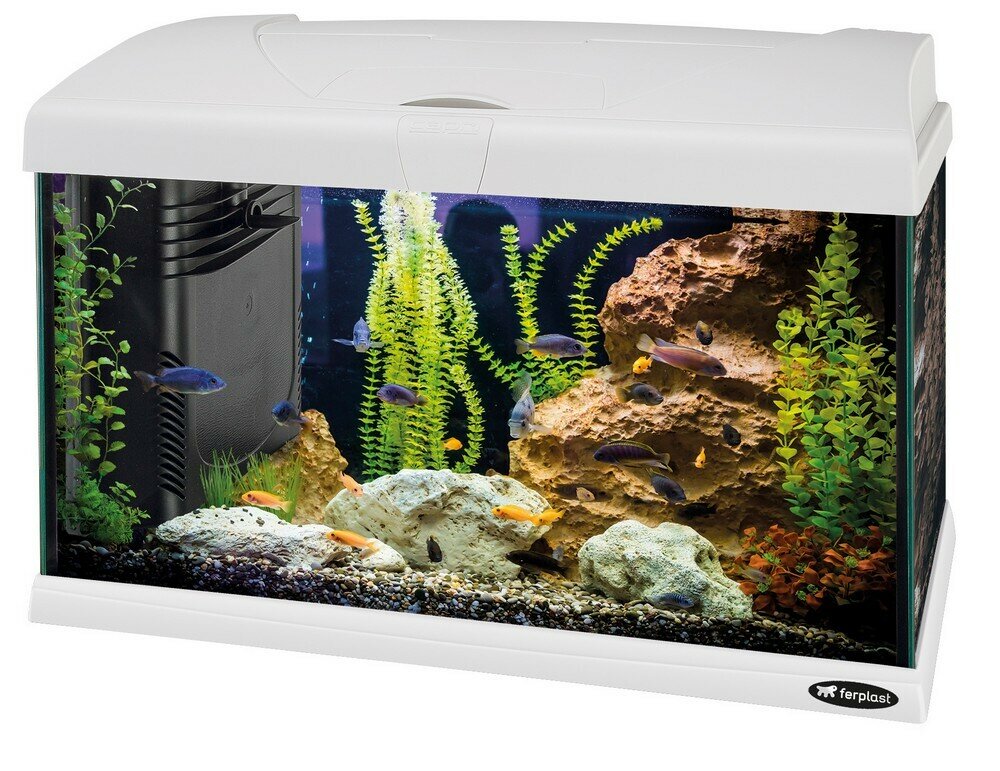 Стеклянный аквариум CAPRI 50 LED,со светодиодной лампой, внутренним фильтром и нагревателем, белый, 40 л - фотография № 7