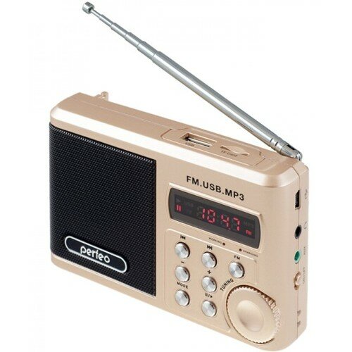 Радиоприемник Perfeo Sound Ranger PF-SV922, usb, microSD, УКВ, FM, цифровой - шампань-золото