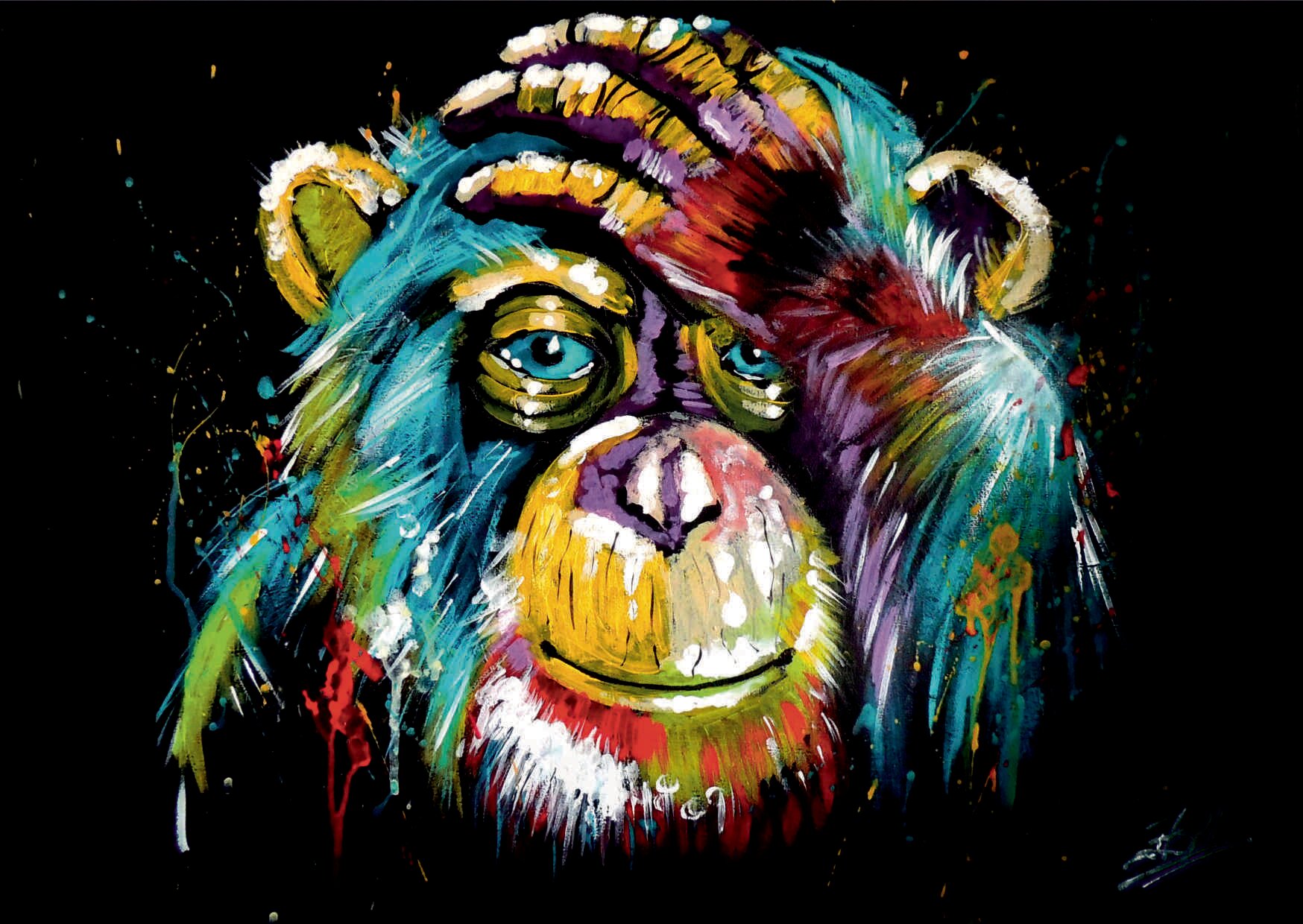 Плакат Радужная обезьяна на баннере, 5942см. А2