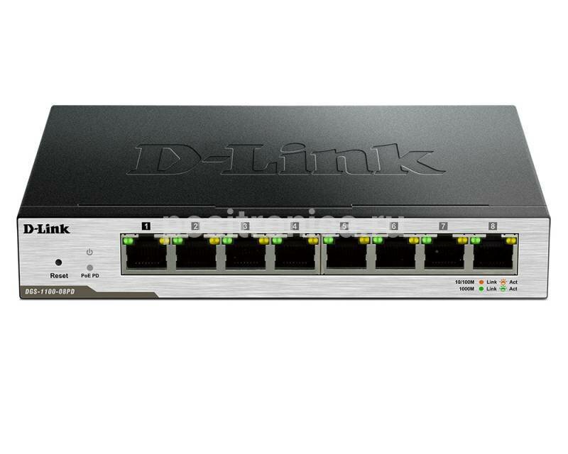 Коммутатор настраиваемый D-Link DGS-1100-08PD/B1B