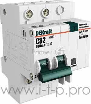 Выключатель автоматический дифференциального тока 2п C 25А 30мА тип AC 4.5кА ДИФ-101 4.5мод. DeKraft