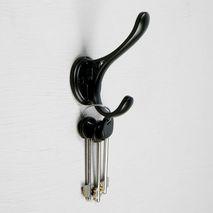 Крючок мебельный CAPPIO UNIQ, двухрожковый, цвет черный (1шт.) - фотография № 2