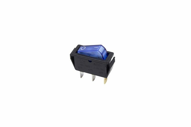 Выключатель клавишный 250V 15А (3с) ON-OFF синий с подсветкой REXANT Артикул 36-2211 (10_шт)