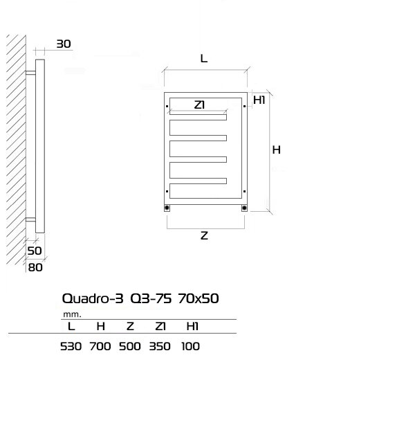 Quadro-3 Q3-75 70x50 Дизайн радиатор водяной - фотография № 2