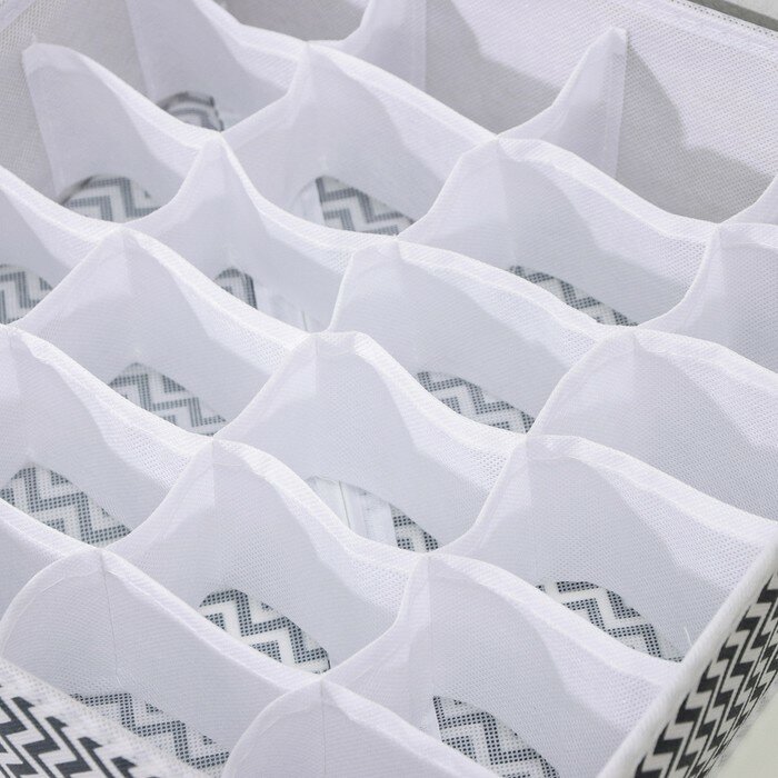 Органайзер для хранения белья «Симетро», 24 отделения, 32×32×10 см, цвет серый - фотография № 4