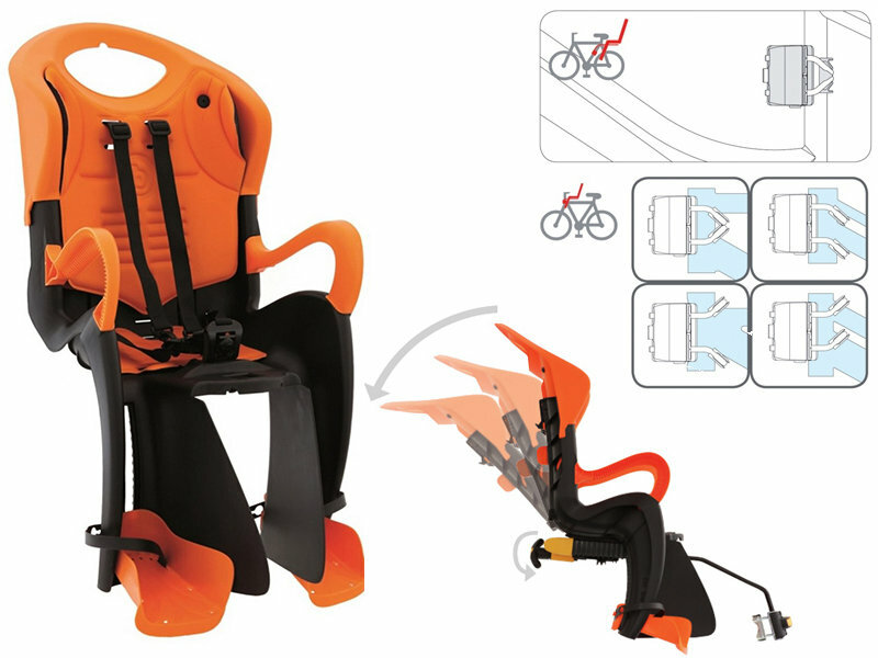 Детское велокресло заднее BELLELLI Tiger Relax чёрно-оранжевое