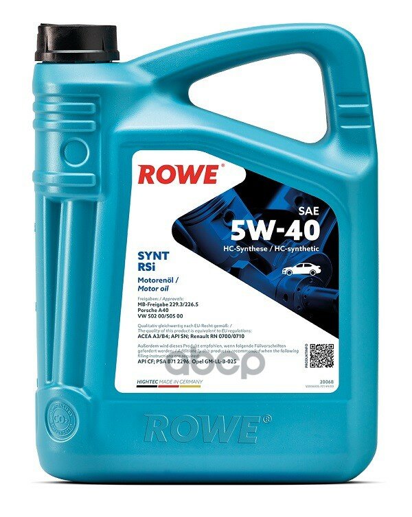 ROWE 20068-0050-99   5w-40 Rowe 5 - Hightec Synt Rsi A3/B4