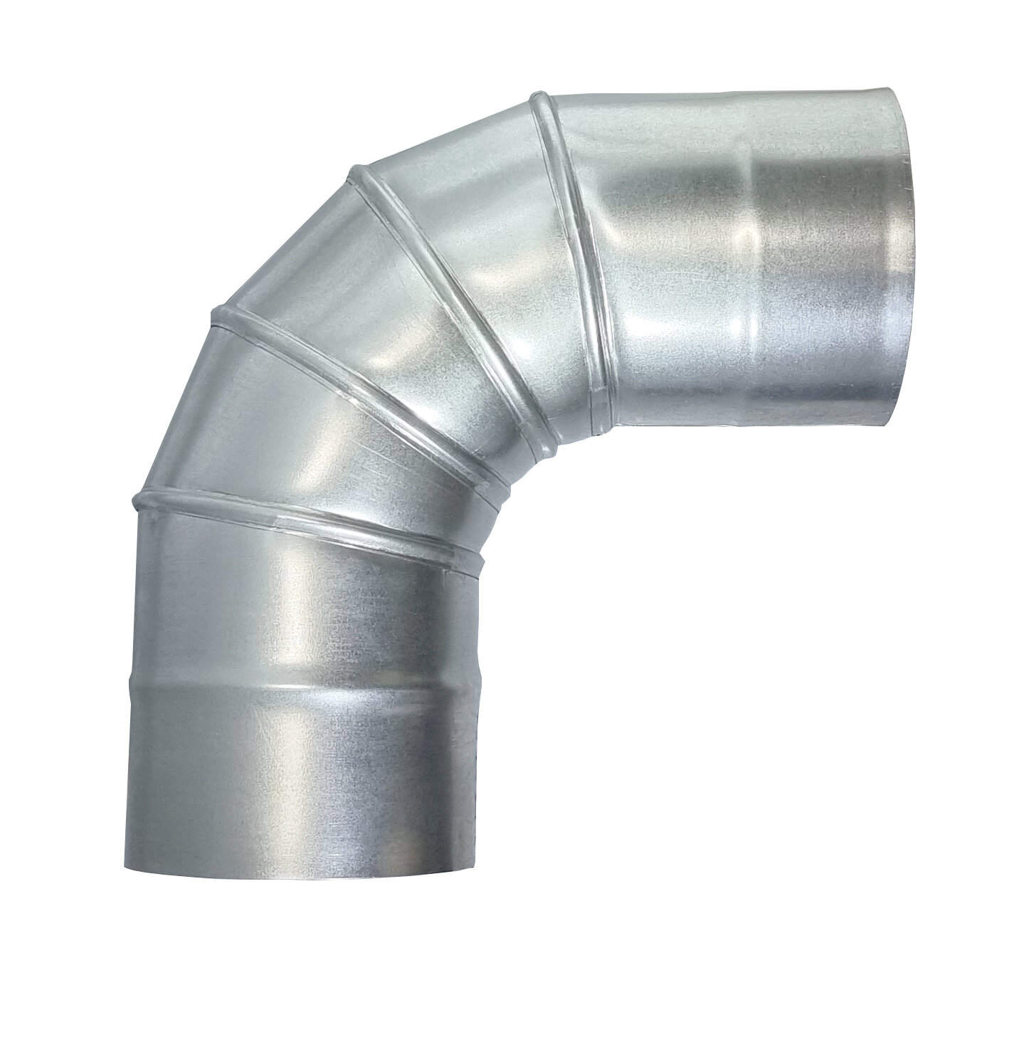 фото Отвод 90* оцинкованный для газохода оцинковка-0.5 5 секц. D150