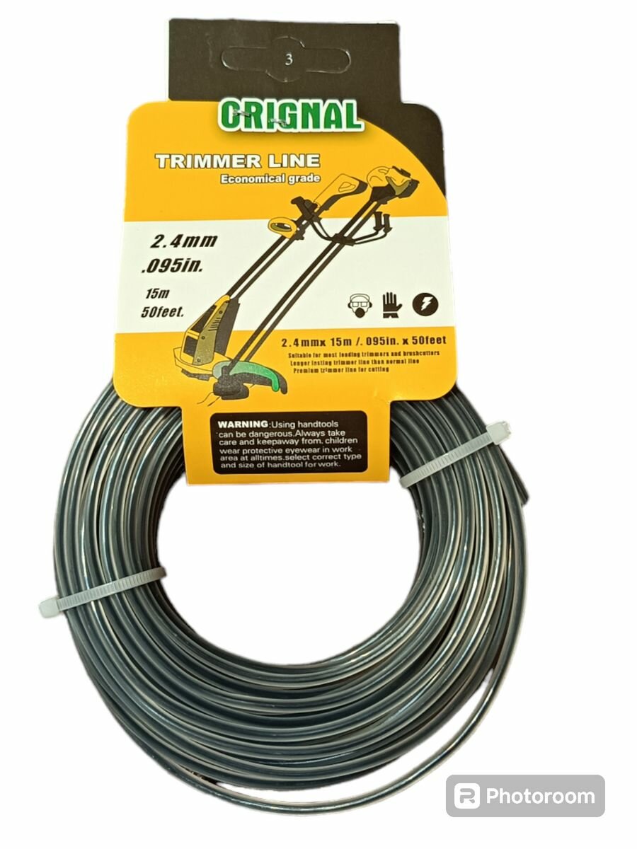 фото Леска для триммера 2,4 мм 15м круглая