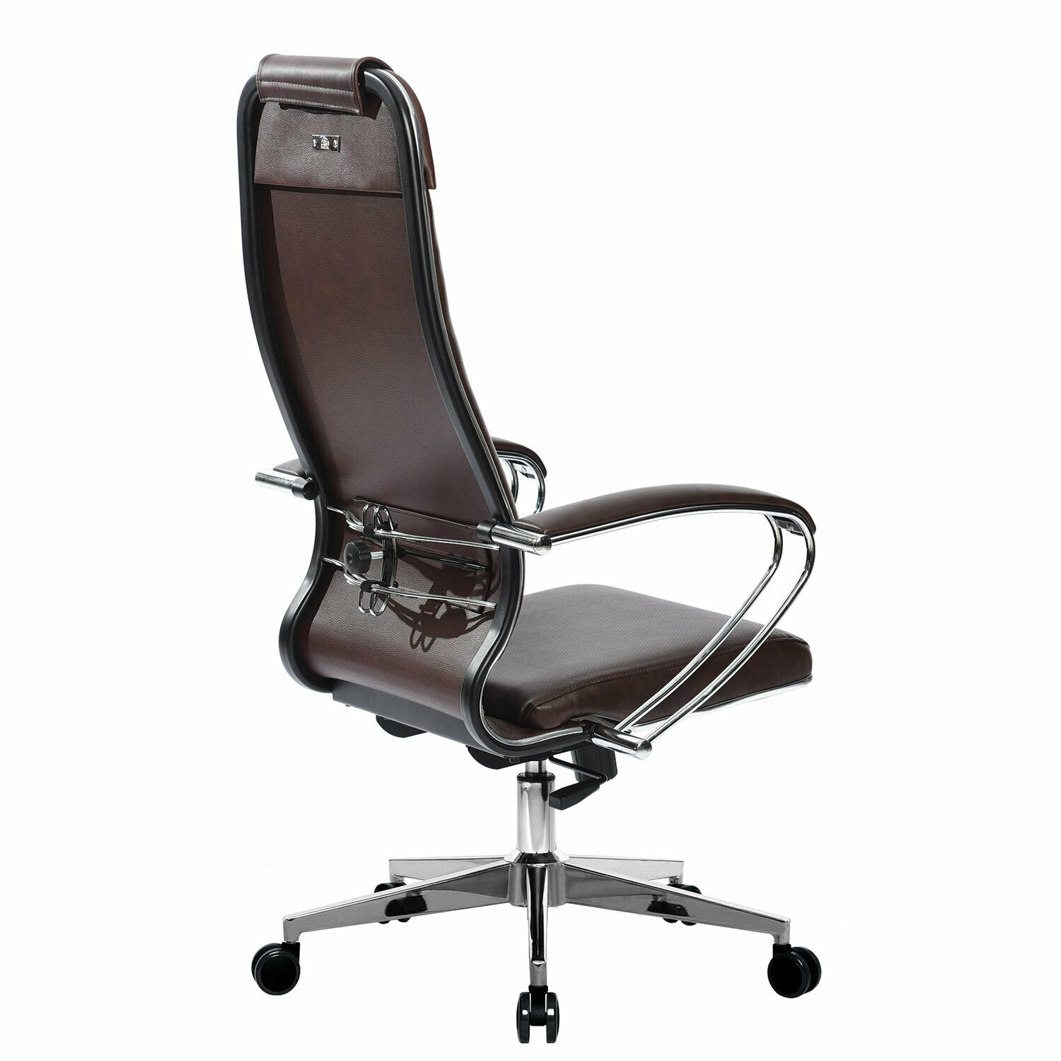 Кресло офисное метта "К-29" хром, экокожа, сиденье и спинка мягкие, темно-коричневое - фотография № 5