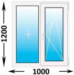 Пластиковое окно MELKE Lite 60 двухстворчатое 1000x1200, с двухкамерным стеклопакетом (ширина Х высота) (1000Х1200)
