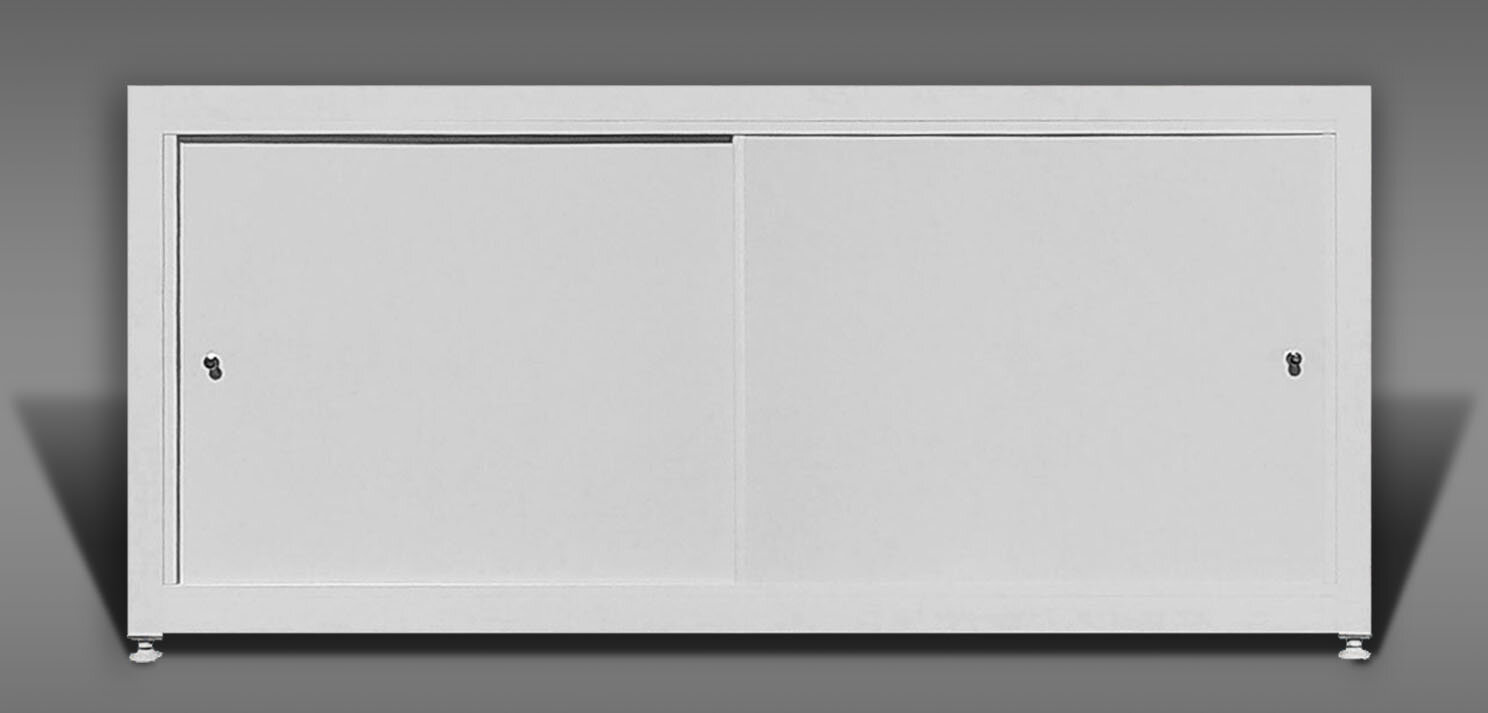 Экран под ванну Акварель 130х50см белый, с раздвижными дверцами из композита, рама из алюминиевого профиля. 2 дверцы.