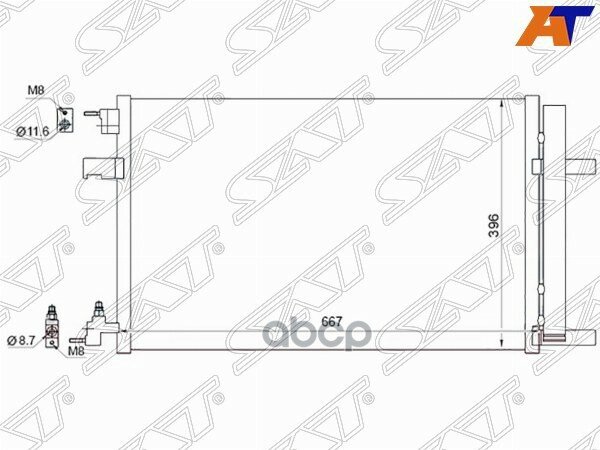 Радиатор Кондиционера Chevrolet Cruze 09-18 / Daewoo Lacetti 08-11 / Opel Astra 09-15 / Insignia 08- Sat арт. ST-CH09-394-0