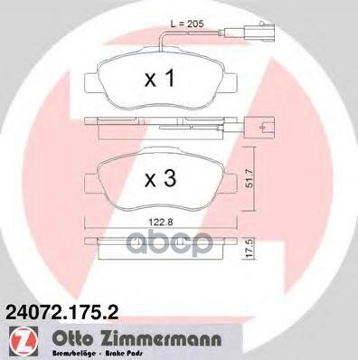 Колодки Пер Fiat 500 Frd Ka 1.3D/Tdci 07- Zimmermann арт. 24072.175.2