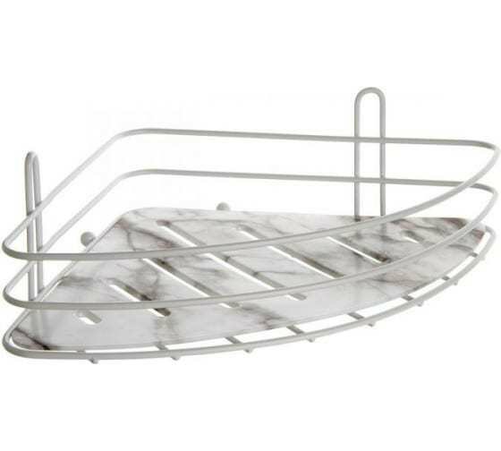 фото Raindrops Полка для ванной комнаты угловая White с пластиковой вставкой на присоске W6746-1am .