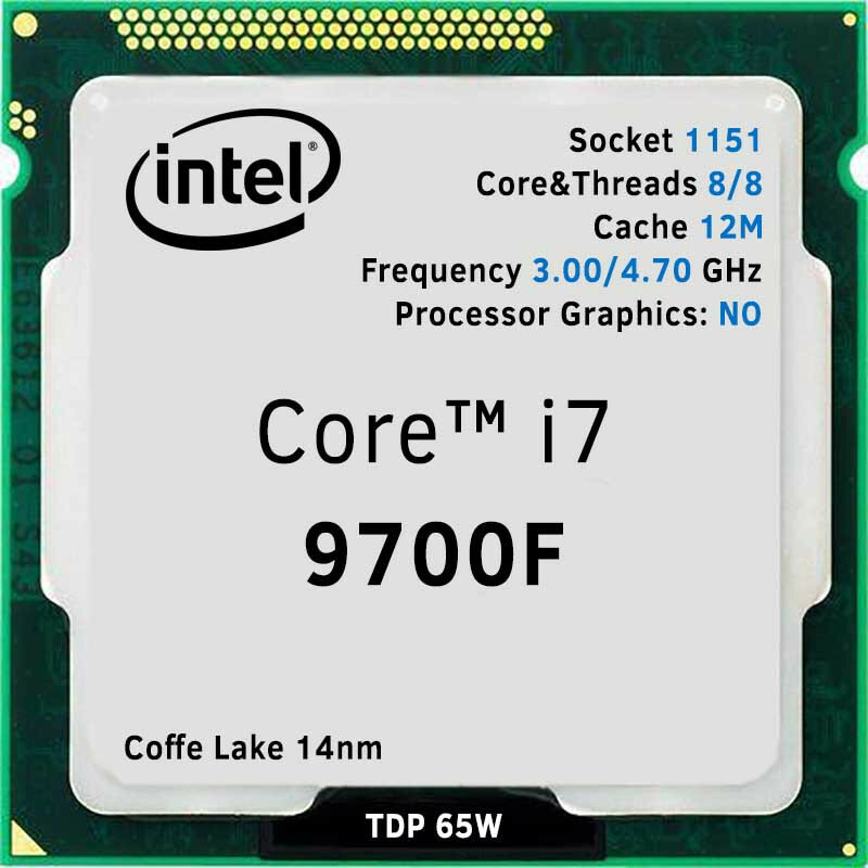 Процессор Intel Core i7 9700F SRG14/(3GHz) сокет 1151 L3 кэш 12MB/OEM