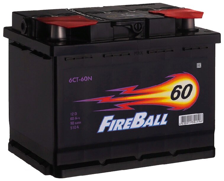 Аккумулятор автомобильный Fire Ball 60 А/ч 510 А прям. пол. Росс. авто (242x175x190)