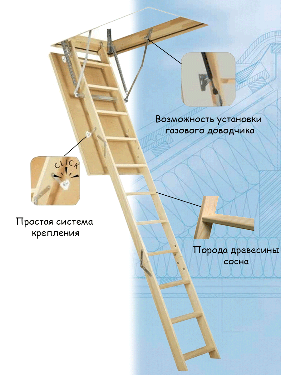 Лестница чердачная складная FAKRO LWS Plus 70*130*305 см Факро - фотография № 3