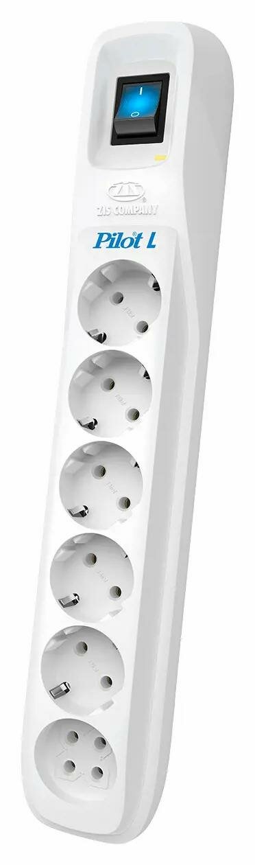 Surge protector ZIS Pilot L-6 5m, 6 outlets (5+1), white