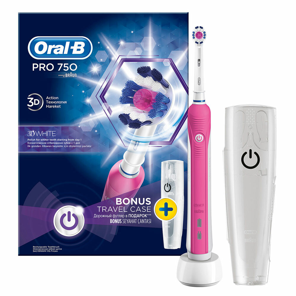 Электрическая зубная щетка Oral-B PRO 750 Pink D16.513.UX + Футляр