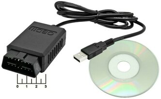 Адаптер OBD2 ELM 327 USB 2.0 V1.5 TS-CAA65