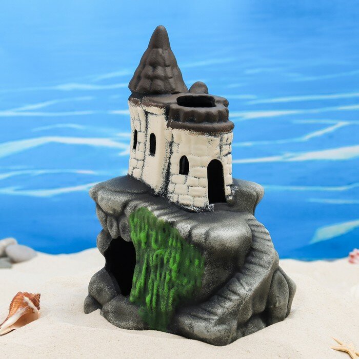 Декор для аквариума "Замок в скале", керамический, 18 x 14 x 22 см, белый - фотография № 5