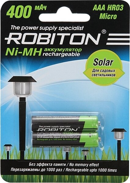 аккумулятор Robiton Solar 400MHAAA-2 13904 BL2 (2 штуки) .