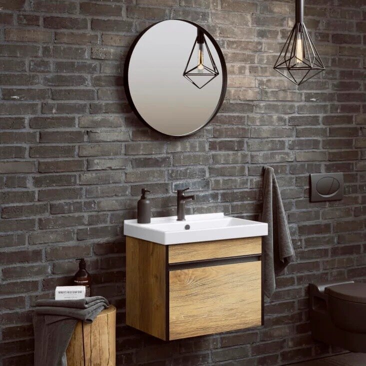 Мебель для ванной Aqwella Urban 50, подвесная, дуб балтийский - фотография № 1