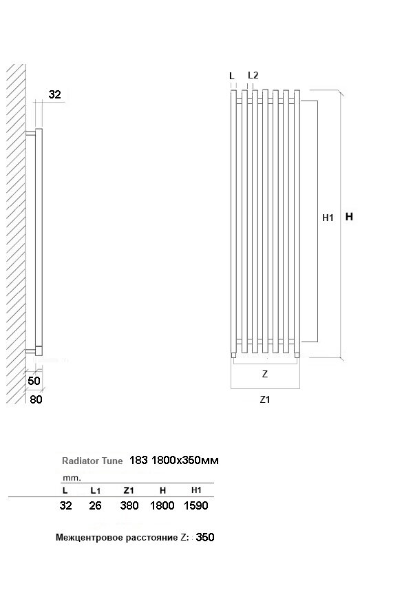 TUNE 100x50 (см) Дизайн Радиатор - фотография № 5