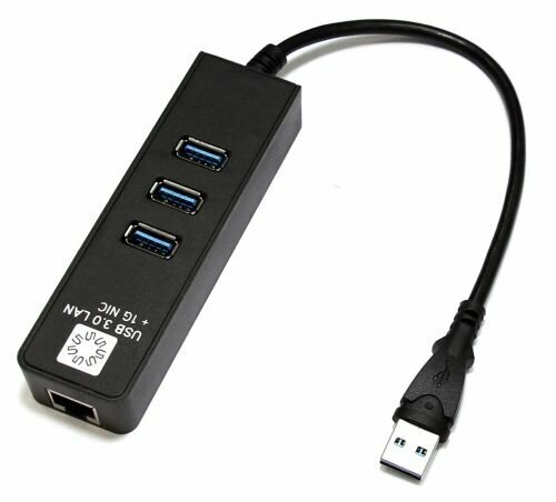 Сетевая карта 5bites UA3-45-04BK USB3.0,3*USB3.0,RJ45 1G,black