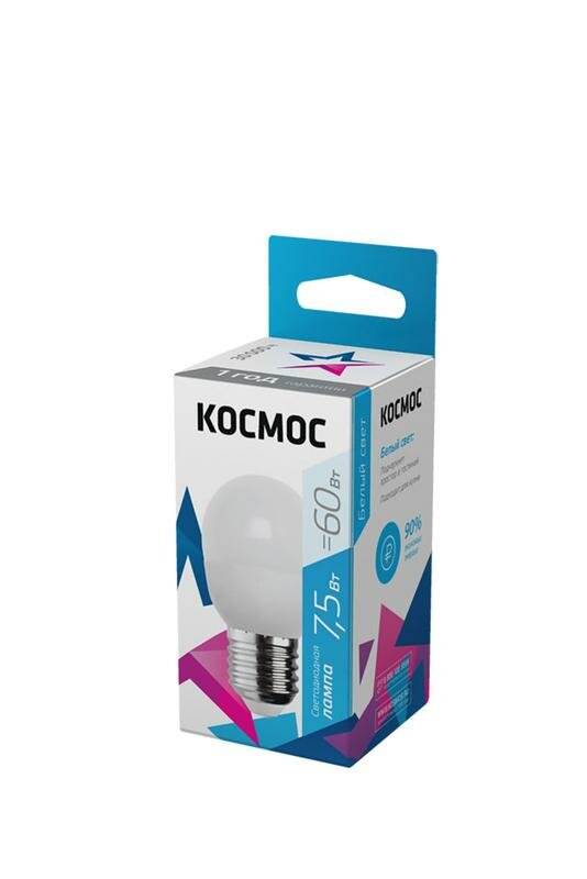 Лампа светодиодная GL45 7.5Вт 220В E27 4500К Космос LkecLED7.5wGL45E2745 (80шт.в упак.)