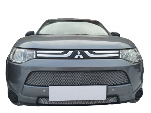 Защита радиатора Mitsubishi Outlander III 2014-2015 (2 шт) хромированная