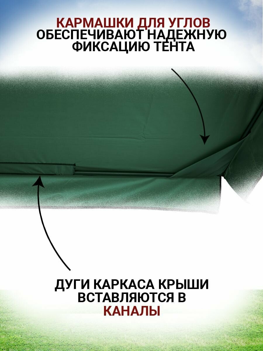 Тент крыша для садовых качелей Варадеро 220х130 см из материала оксфорд 210, травяной - фотография № 2