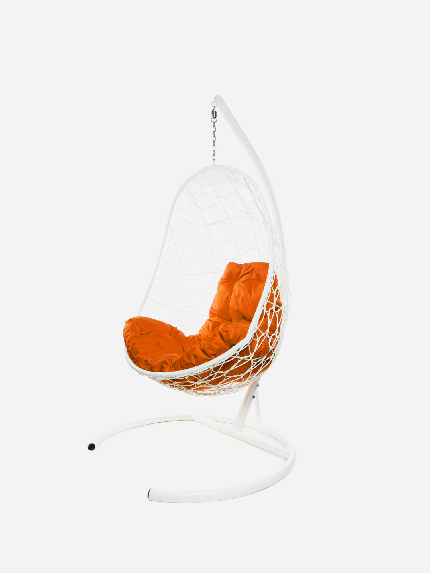 Подвесное кресло M-group овал с ротангом белое оранжевая подушка