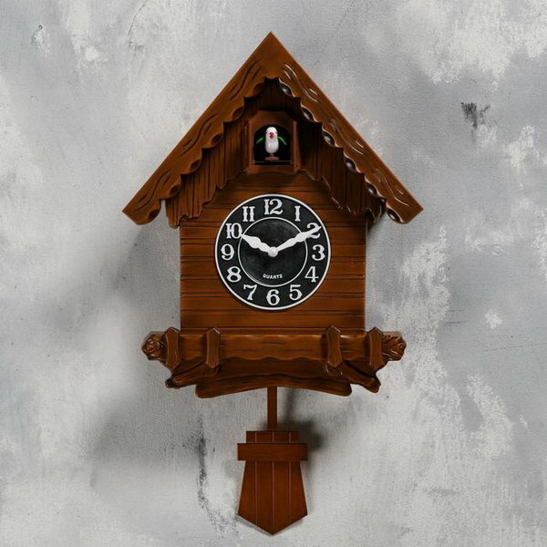 Часы настенные с кукушкой "Избушка", плавный ход, 52 x 31 см