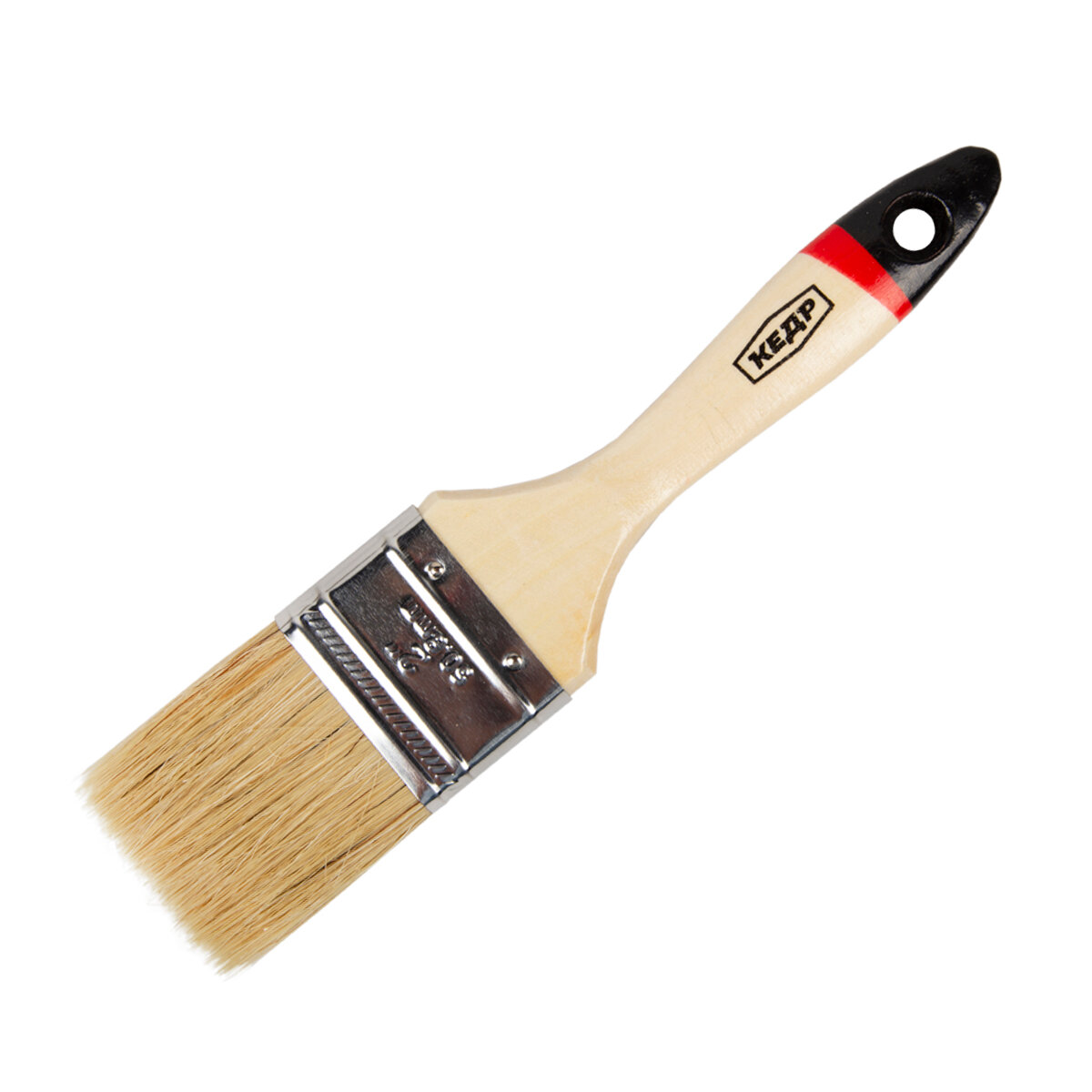 фото Кисть плоская Кедр Евро №2, натуральная щетина, деревянная ручка, 50 мм