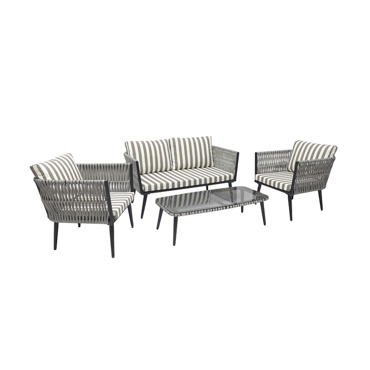 Комплект садовой мебели Alfart Tinto3 (2 кресла 1 диван 1 стол) графит
