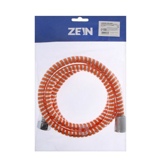 Душевой шланг ZEIN Z07PO, 150 см, с пластиковой конусообразной гайкой, ПВХ, оранжевый - фотография № 3