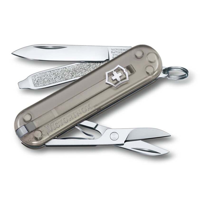 Нож-брелок, 58 мм, 7 функций, полупрозрачный серый Victorinox 0.6223.T31G GS