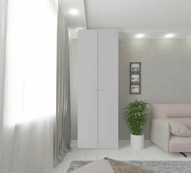 Шкаф распашной белого цвета двухдверный (79.5 см Х 240 см Х 42 см) для прихожей, спальни, зала, гостинной.
