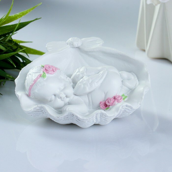 фото Фигура "Ангел в ракушке левый" 10х11х5,5см