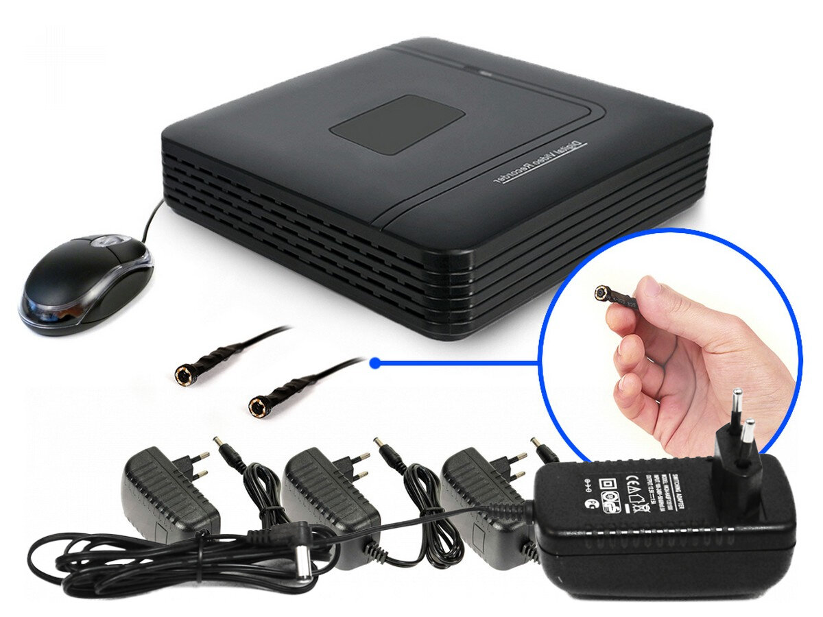 Проводной комплект наблюдения для гаража - 2 мини HD камеры: KDM-5405B и SKY-2604-5M (F1376EU) - видеонаблюдение онлайн