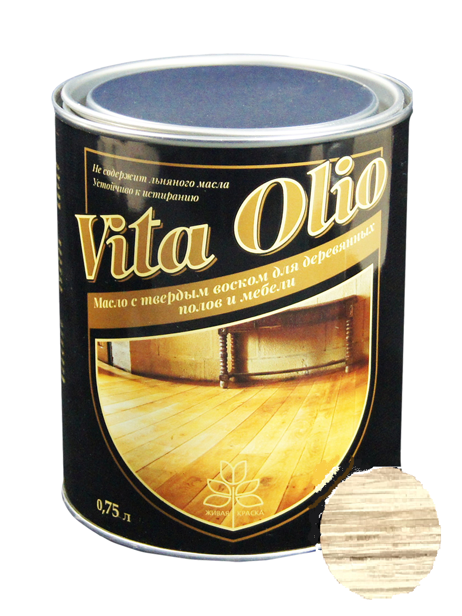 Масло для дерева Vita Olio с твердым воском для деревянных полов и мебели, шелковисто-матовое Натуральный 2.5 л - фотография № 2