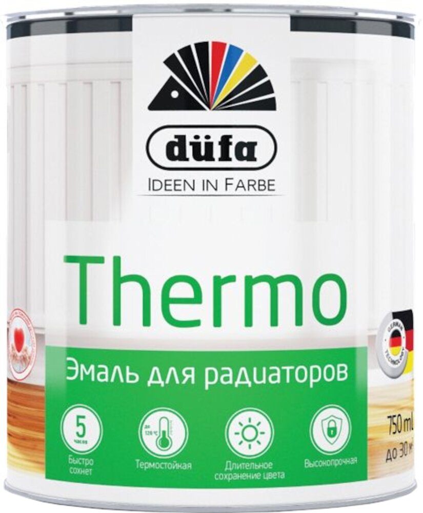 Эмаль для радиаторов глянцевая dufa Retail Thermo белая 075 л