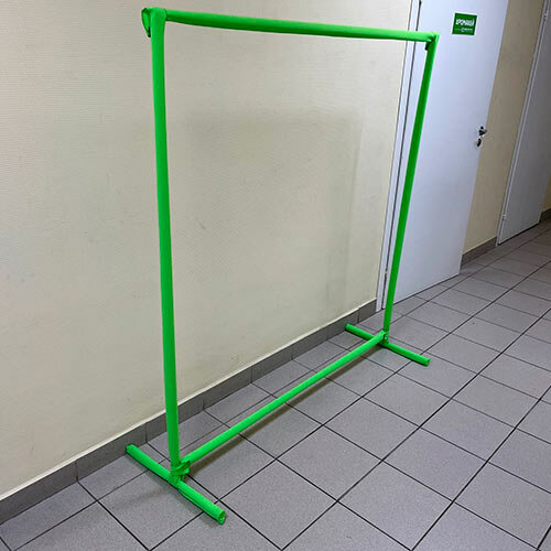 Вешалка на колесиках рейл зеленая напольная для одежды высота 1.5 м. / ширина 1 м. GOZHY (металлическая, тканевая) - фотография № 3