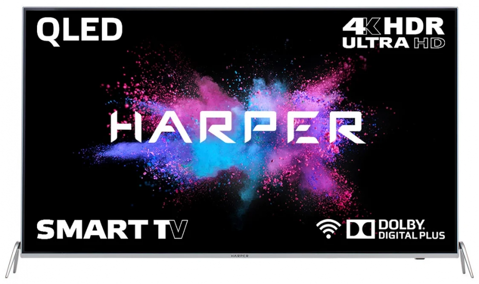 55" Телевизор HARPER 55Q850TS QLED, HDR (2021), серебристый